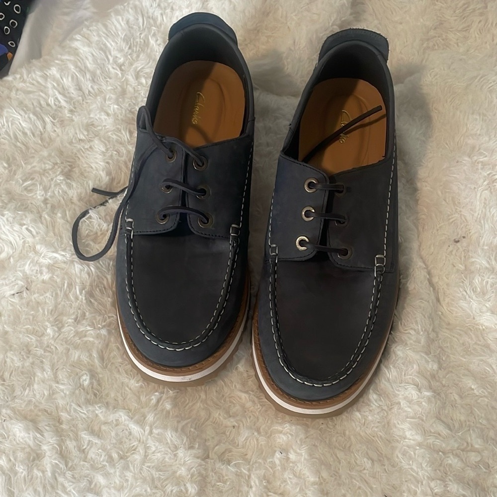 Clarks Men's Blue Leather Shoes